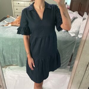 NWT Chico’s Navy Blue Ruffle Sleeve Dress
